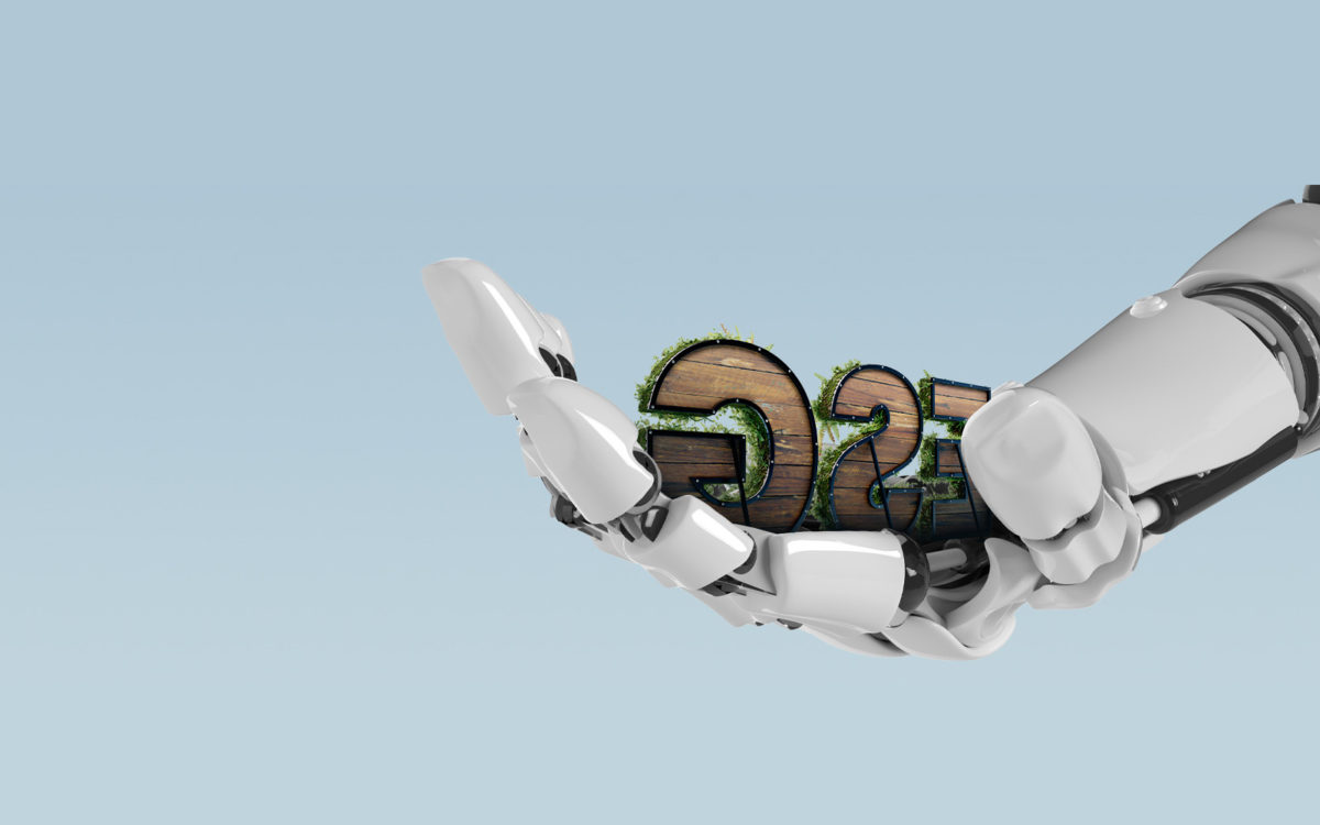 Robot hand holding the letters ESG